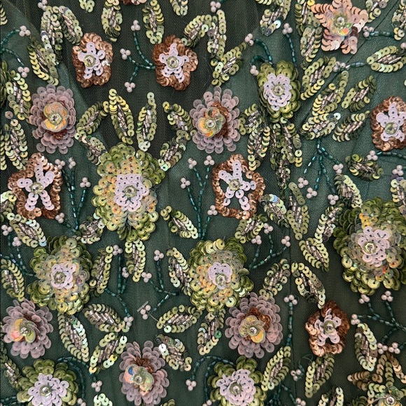 NWT Mac Duggal 5533 Green Embellished High Neck Long Sleeve A Line Gown Size 12 - Picture 11 of 14